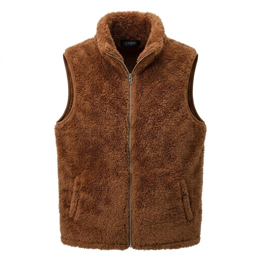 Lomon Sherpa Fleece Vest Women Medium Brown Layering Granola Girl Outdoor Cozy